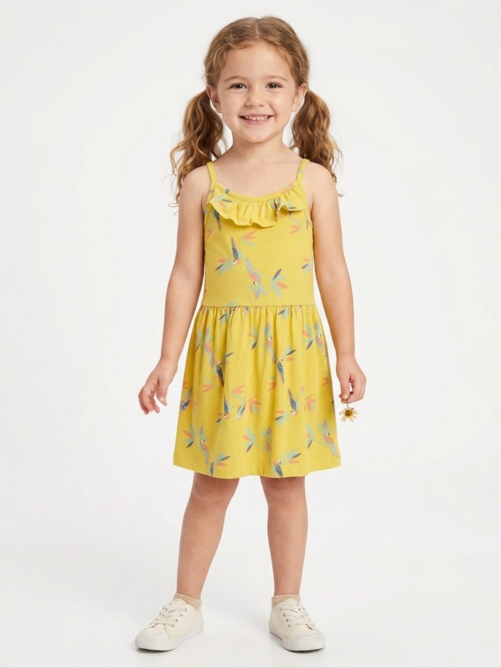 Carter's Yellow Floral Ruffle-Trim Dress